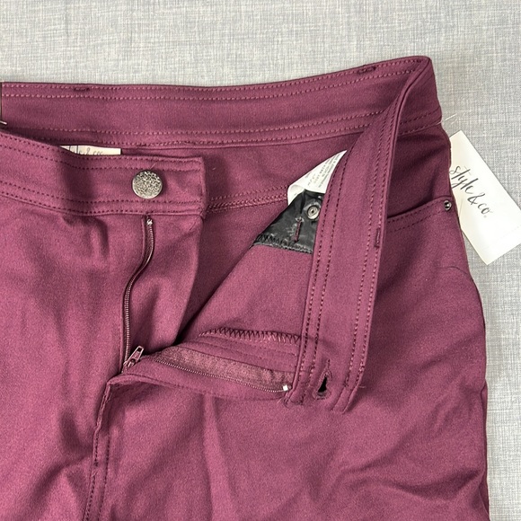 Style & Co Berry Ponte Knit Ultra Skinny Pants Regular Size 6 Plus Size 16 & 18 - Picture 4 of 6